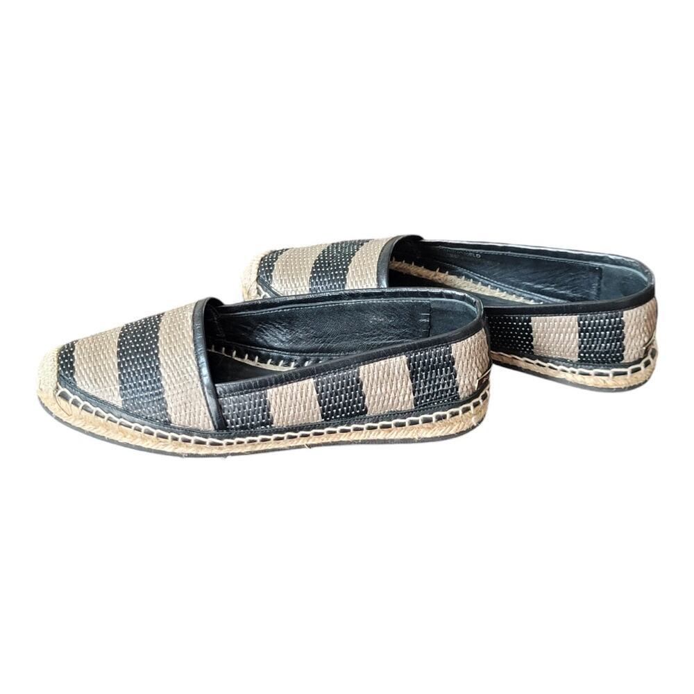 Burberry w/COA Hodgeson Women's Straw Stripped Espadrilles Slip On Flats - Picture 3 of 10